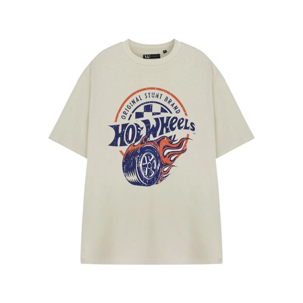 Hot Wheels Mens Original Stunt Brand Short-Sleeved T-Shirt / Oatmeal